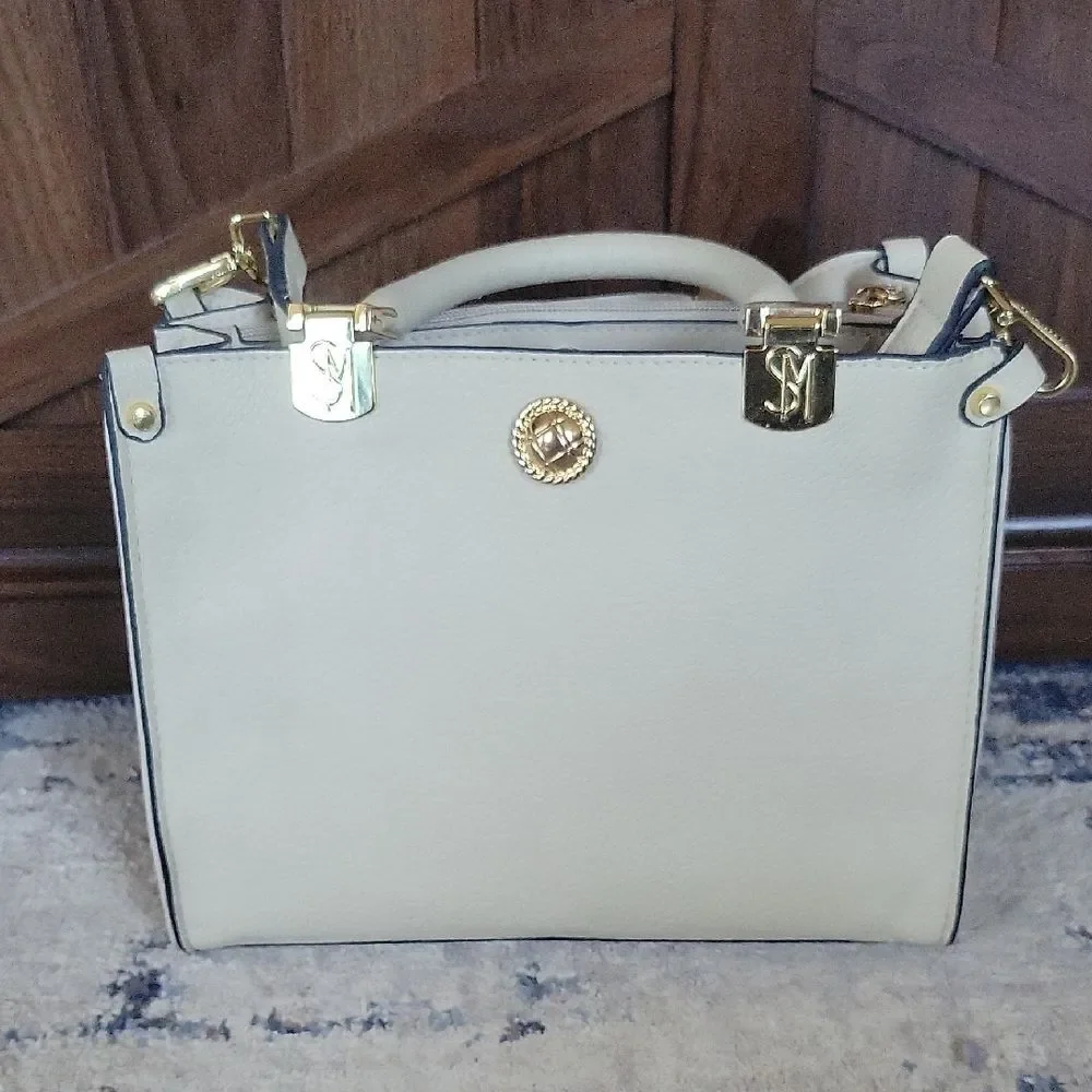 Steve Madden Ivory Satchel with Gold Details Corporate Chic Academia